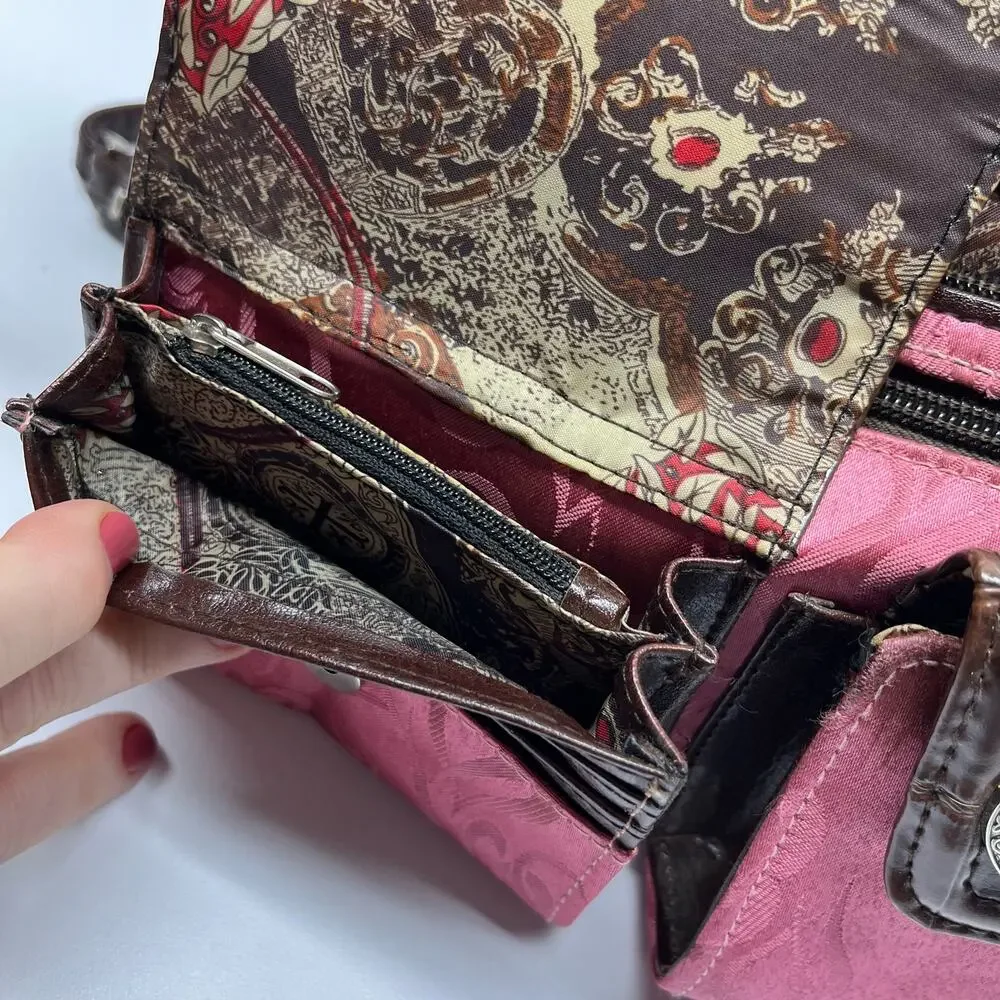 Brighton Pink & Brown Heart Crossbody Bag